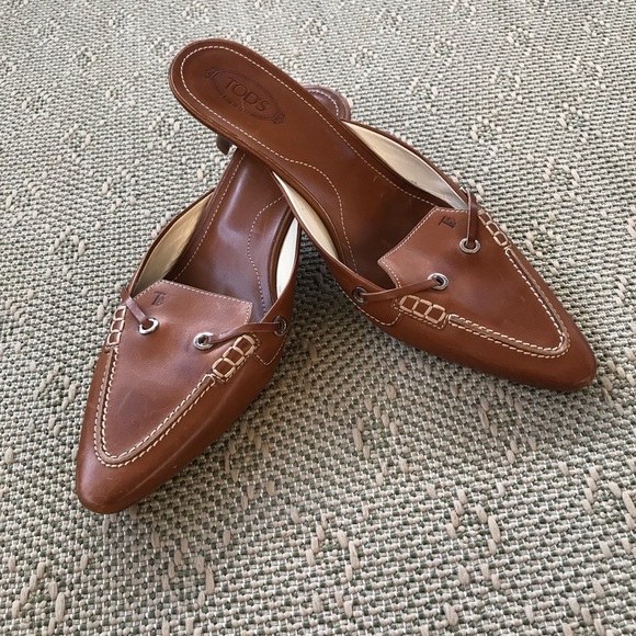 Tod's Shoes - Tod’s brown leather mules size 9 1/2